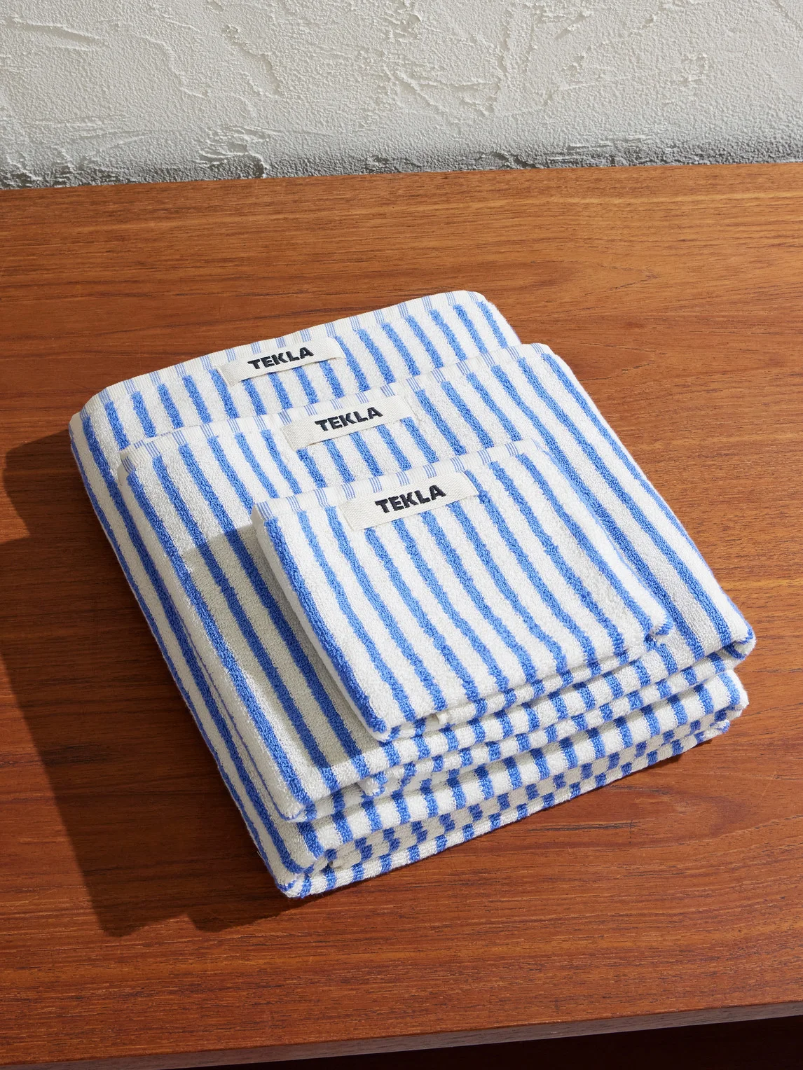 Set of Three Logo-Appliquéd Striped Organic Cotton-Terry Towels - 1