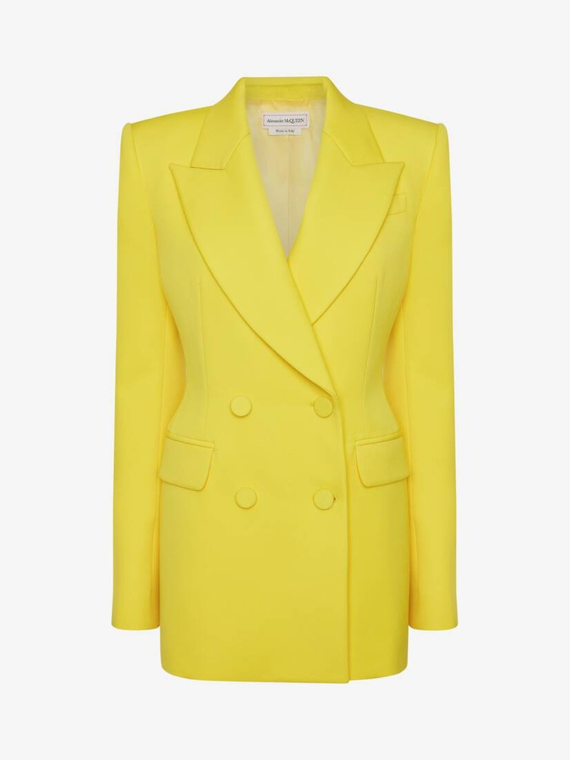 Women's Double-breasted Jacket in Bright Yellow 1