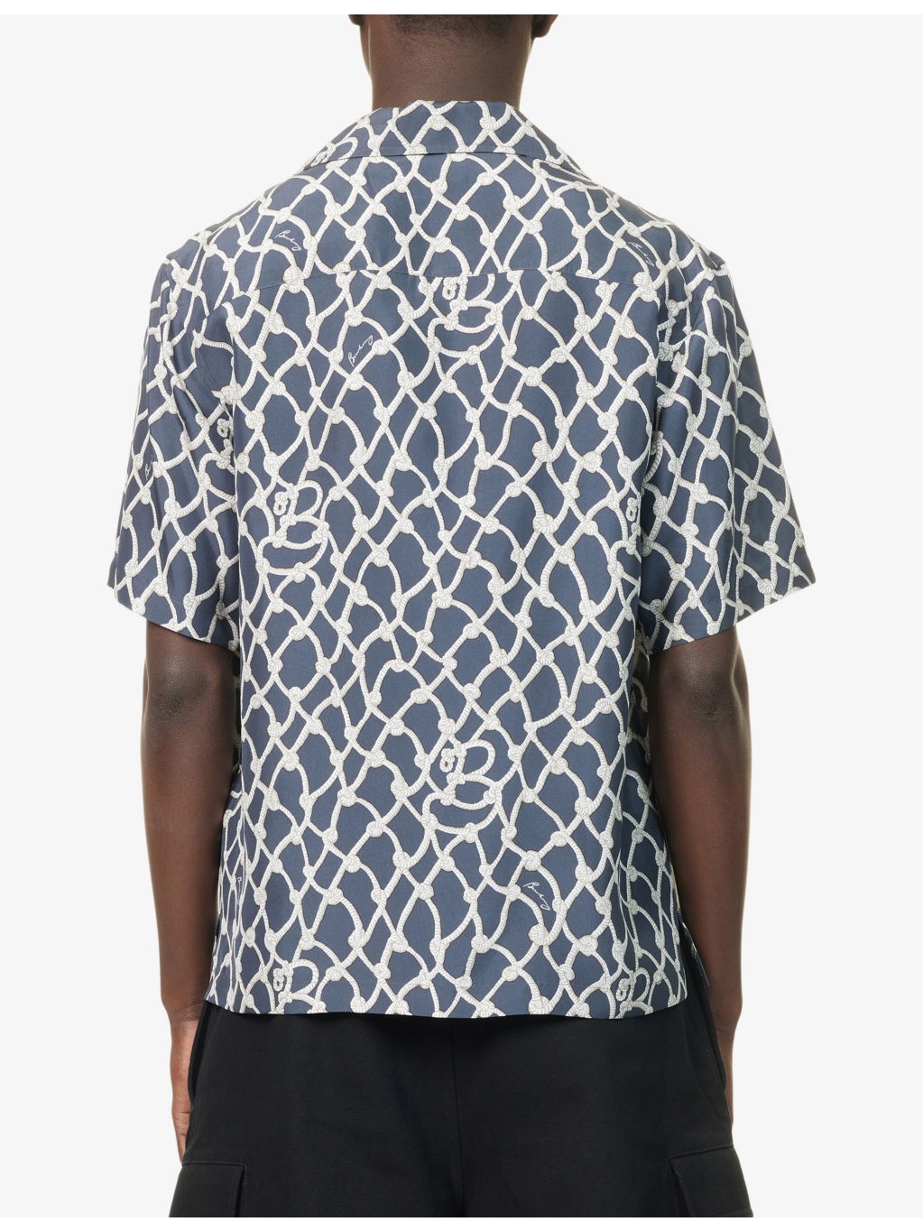 Graphic-Print Short-Sleeve Silk Shirt - 4