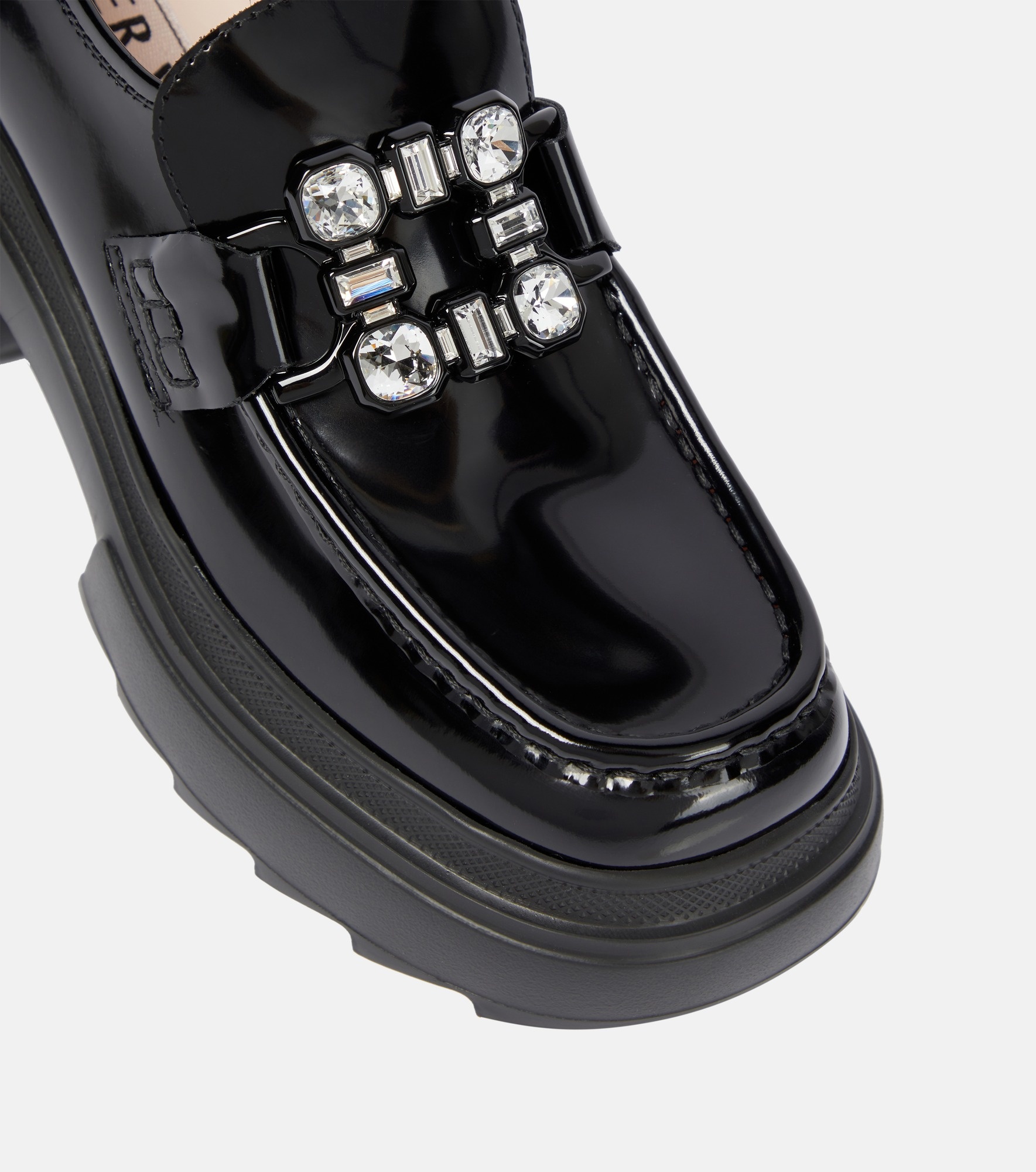 Wallaviv strass buckle patent leather loafers - 4