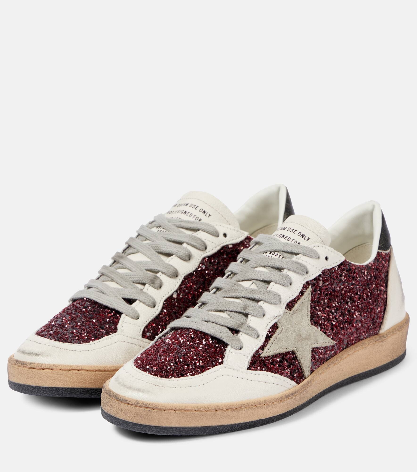 Ball-Star leather-trimmed glitter sneakers - 5