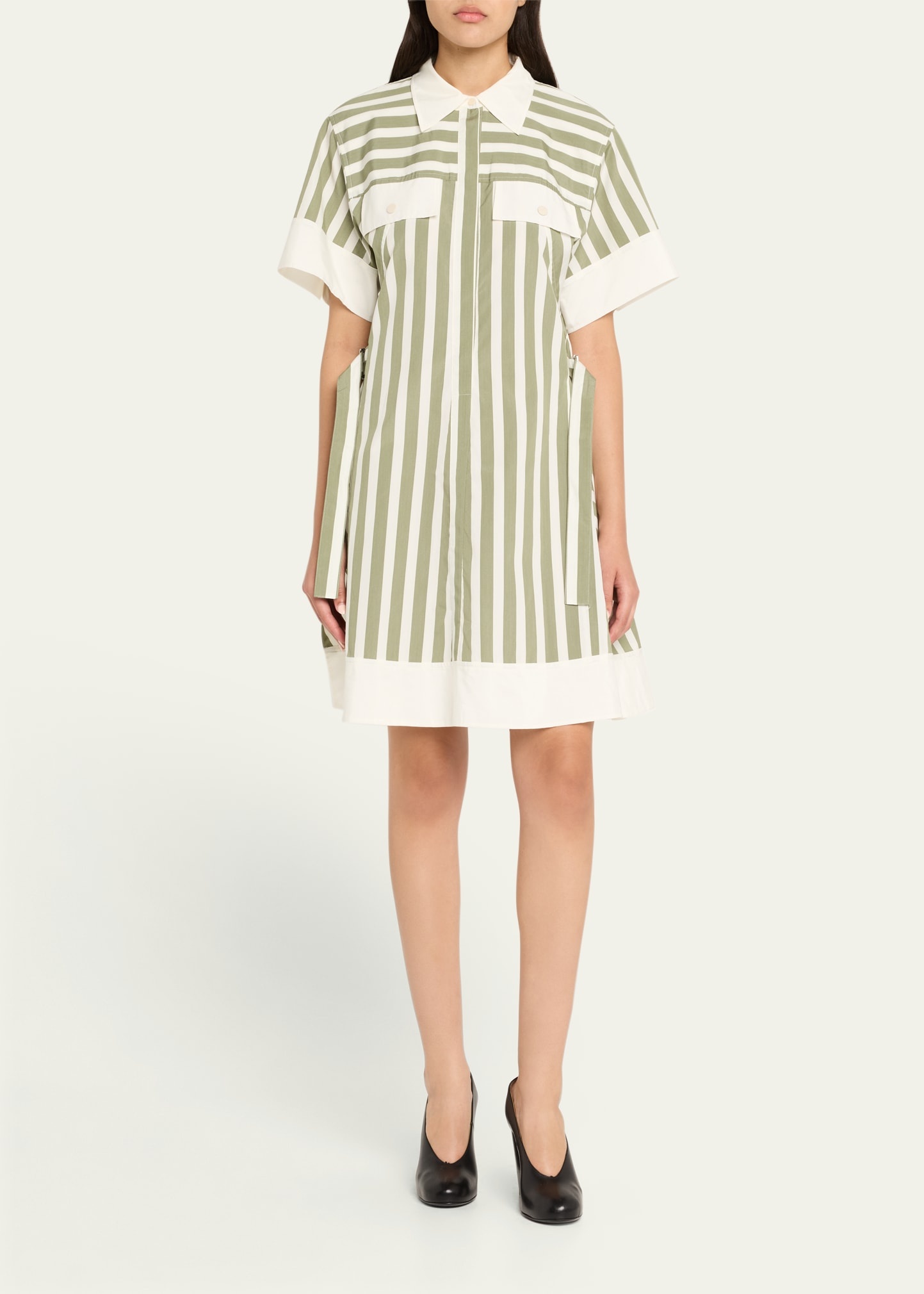 Stripe Short-Sleeve Shirt Dress - 2