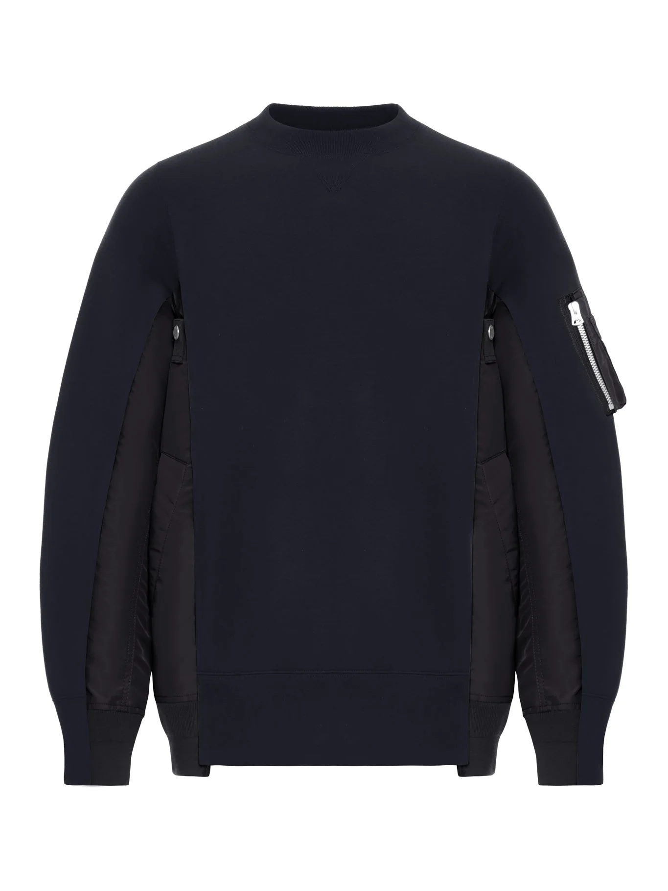 COTTON BLEND SWEATSHIRT WITH NYLON DETAILS APPLIED - 1