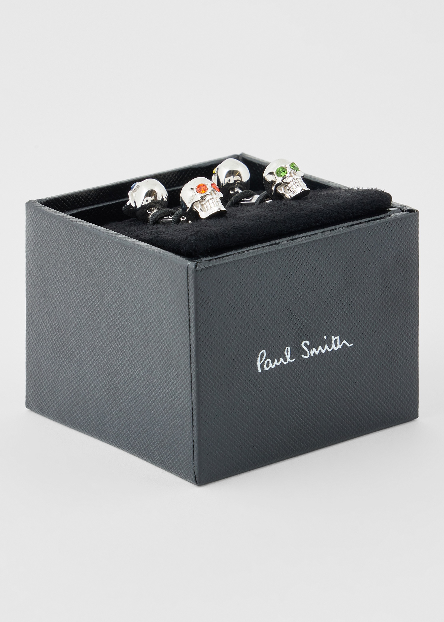 Silver Gem Eye Skull Cufflinks - 2