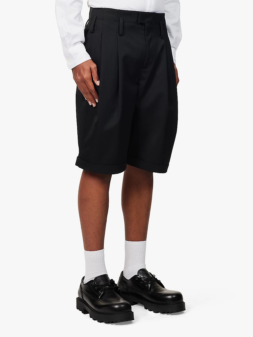 School Boy folded-hem wool-blend shorts - 3