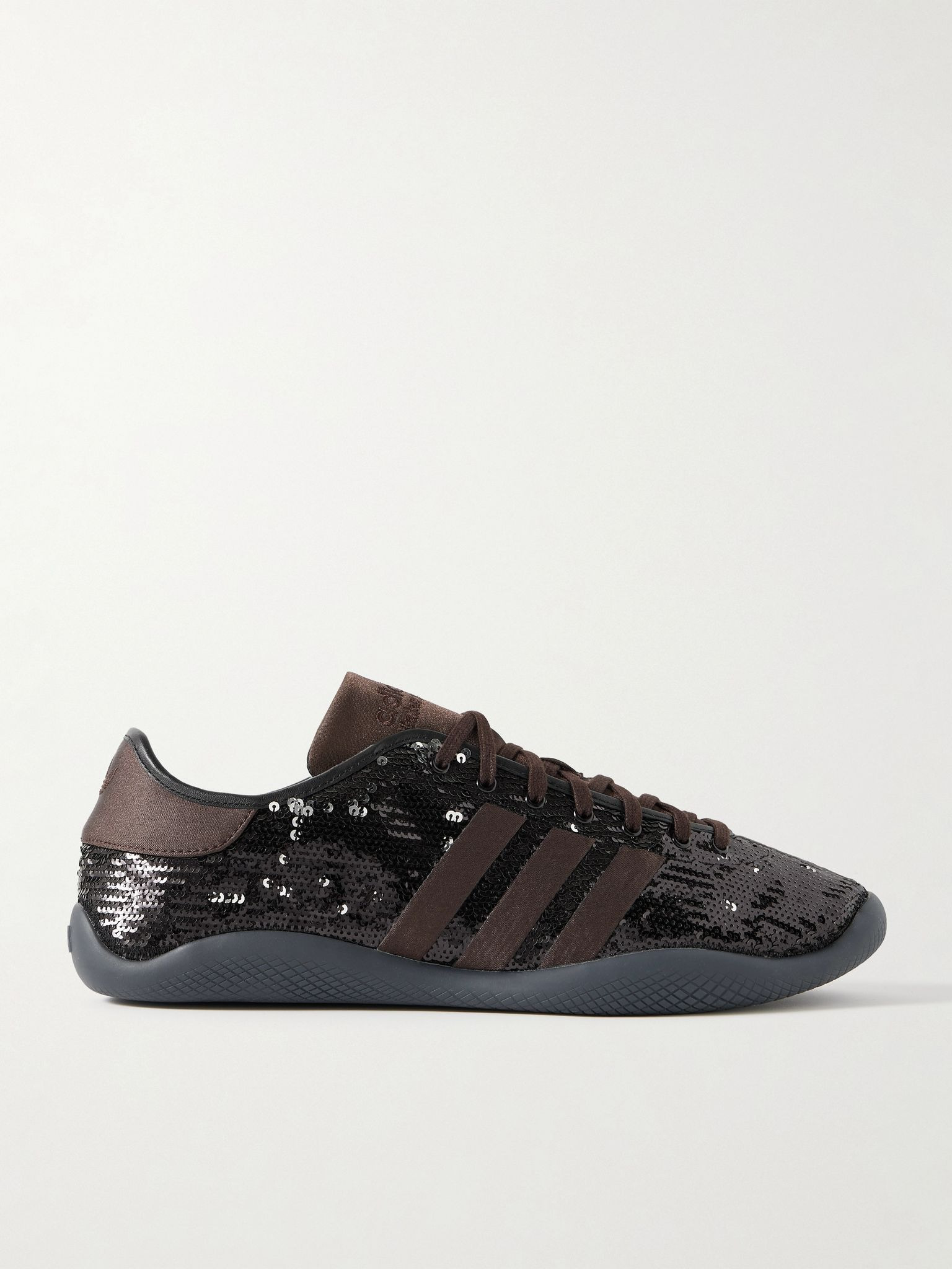 + Wales Bonner Karintha Lo Satin-Trimmed Sequinned Mesh Sneakers Silver - 1