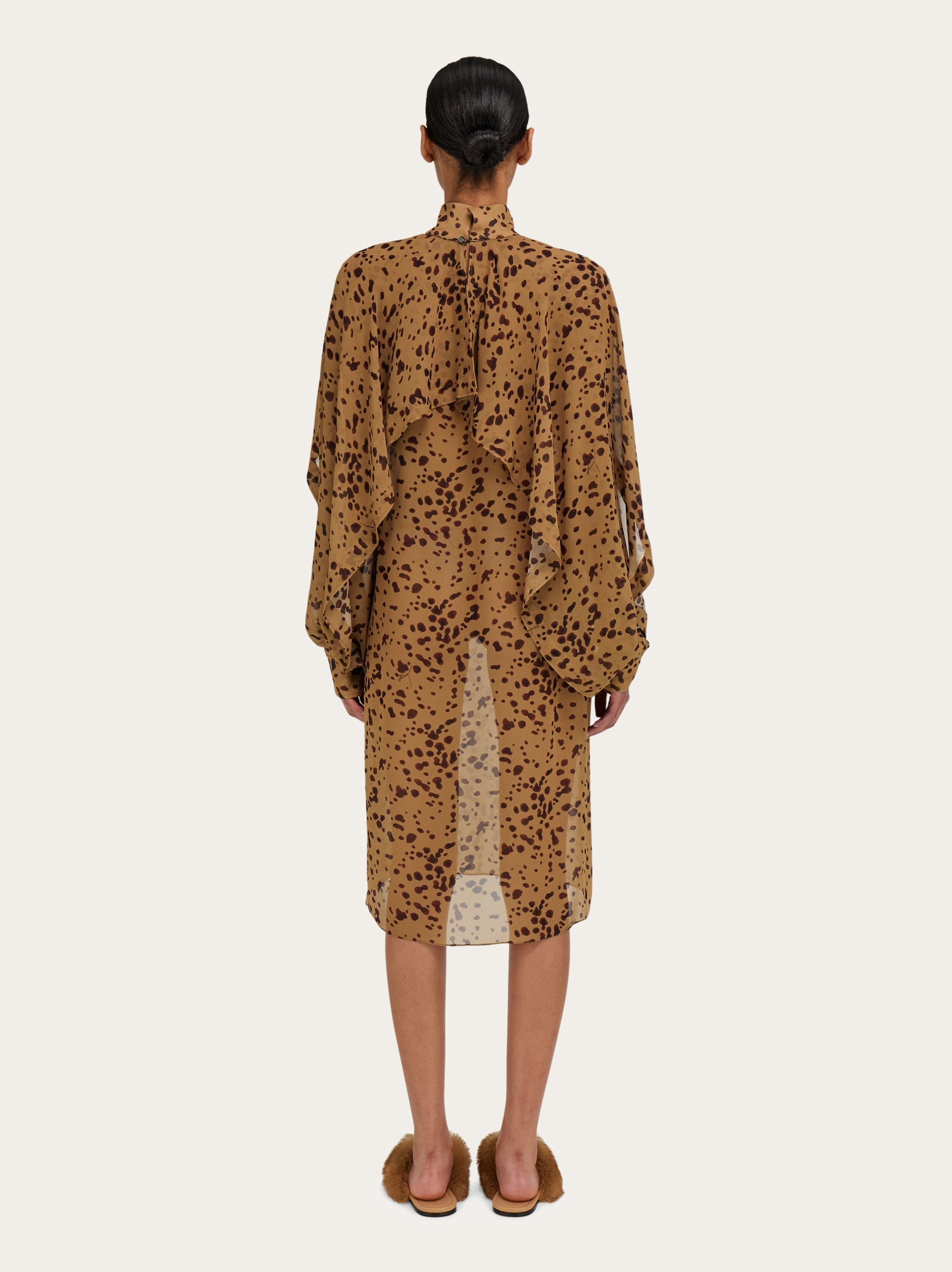 Silk dress with orchid print - 4