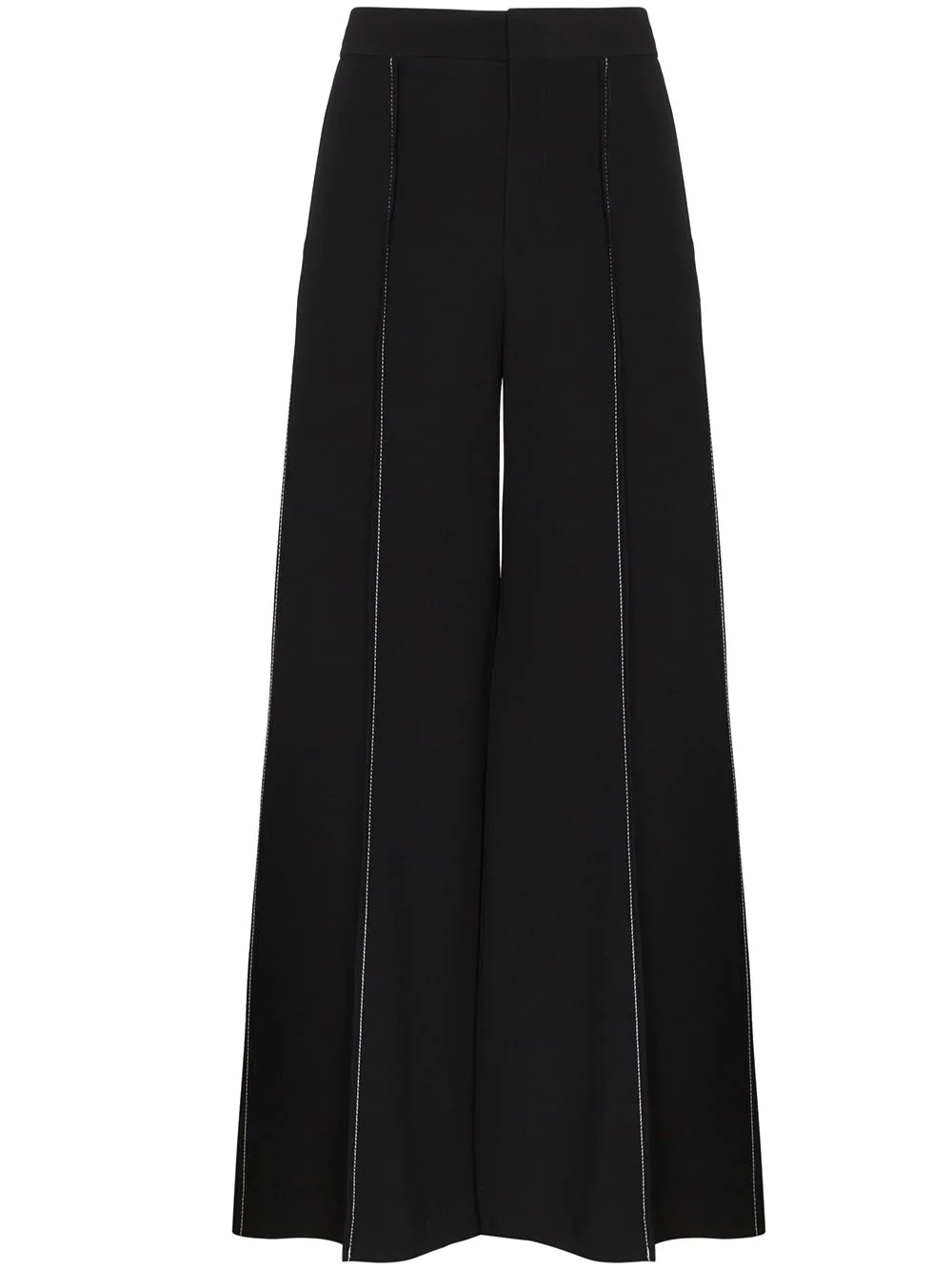 contrast-stitch flared trousers - 1