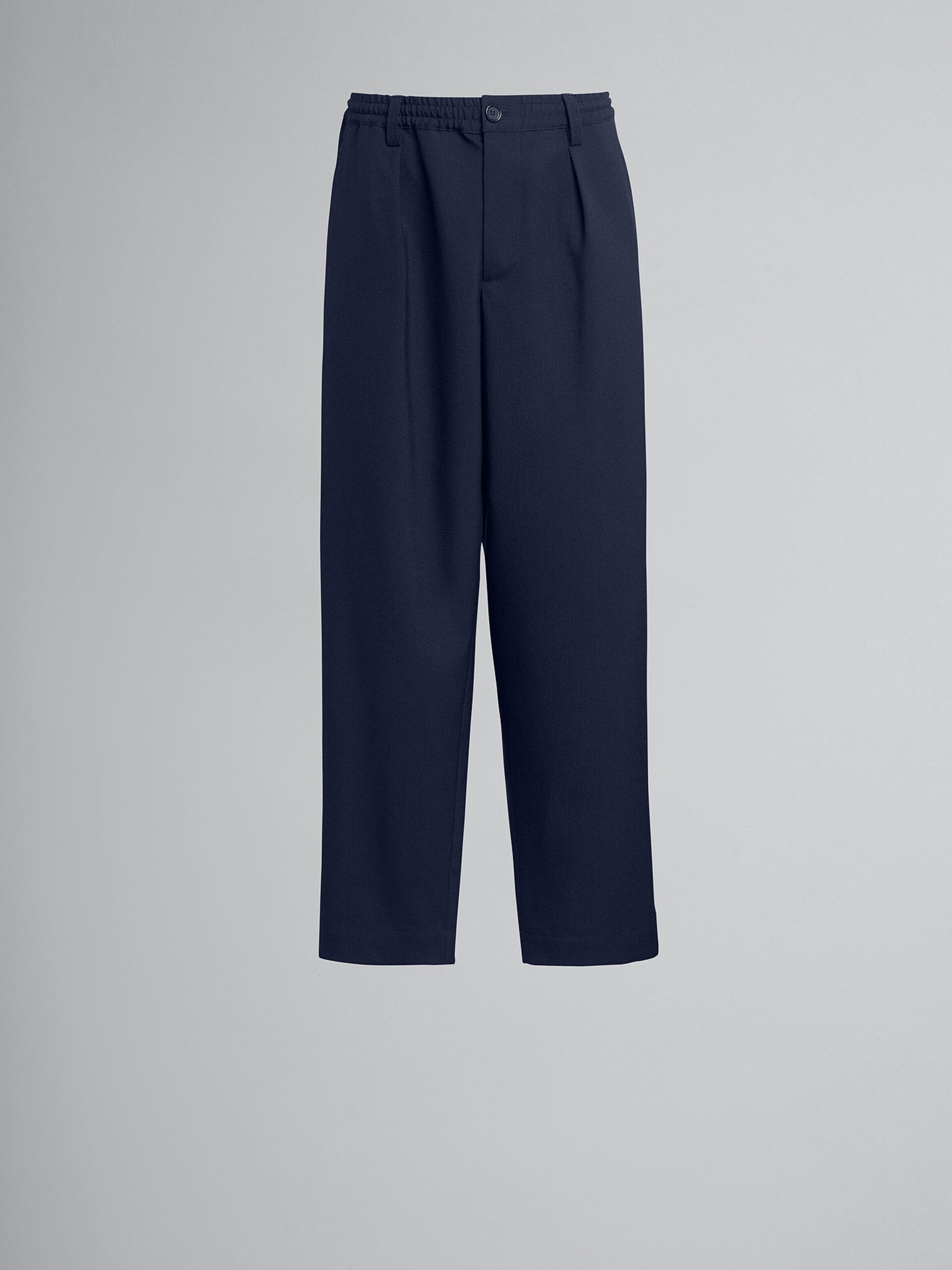 BLUE CROPPED TROUSERS IN TROPICAL WOOL - 1