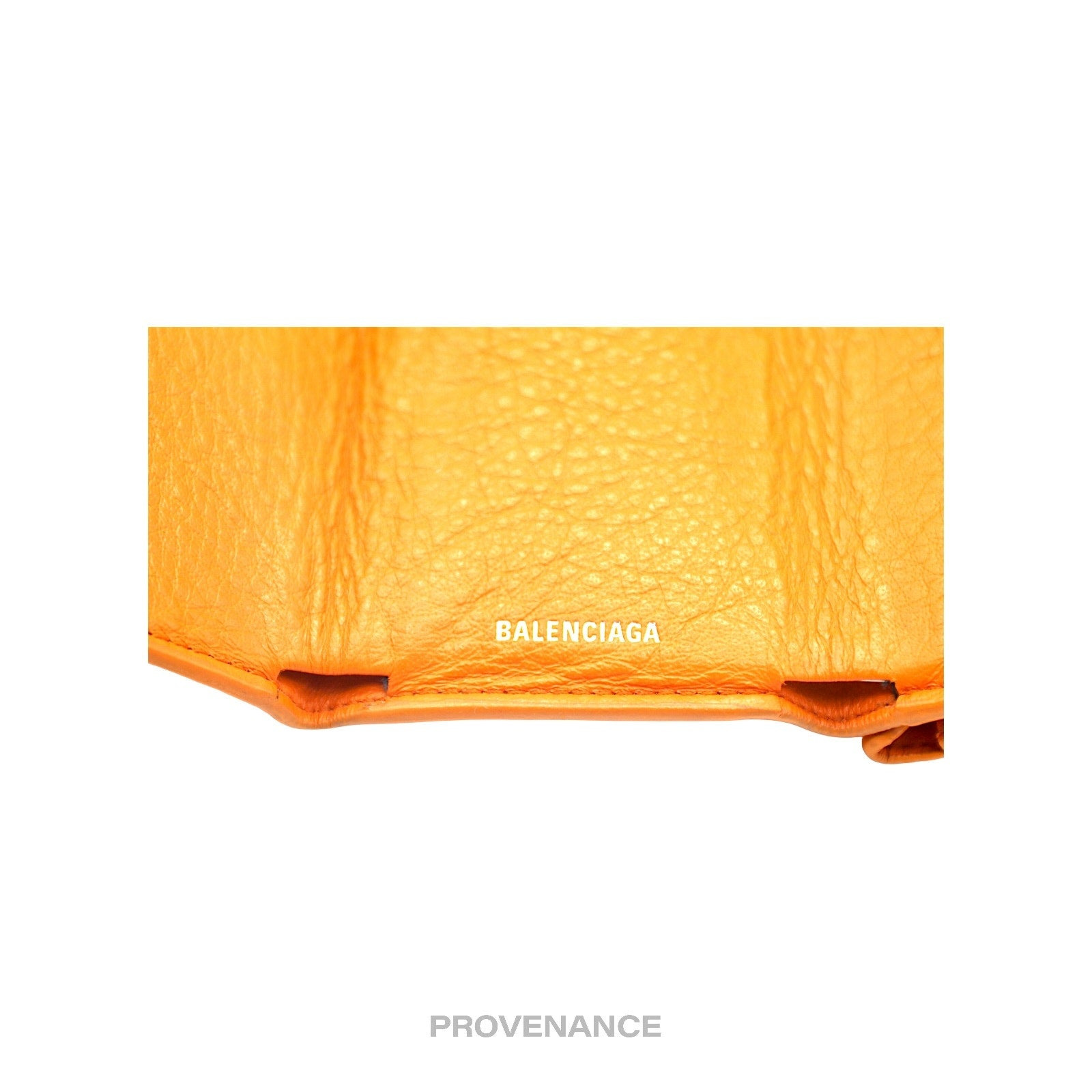 Balenciaga Logo Print Trifold Wallet - Orange Leather - 6