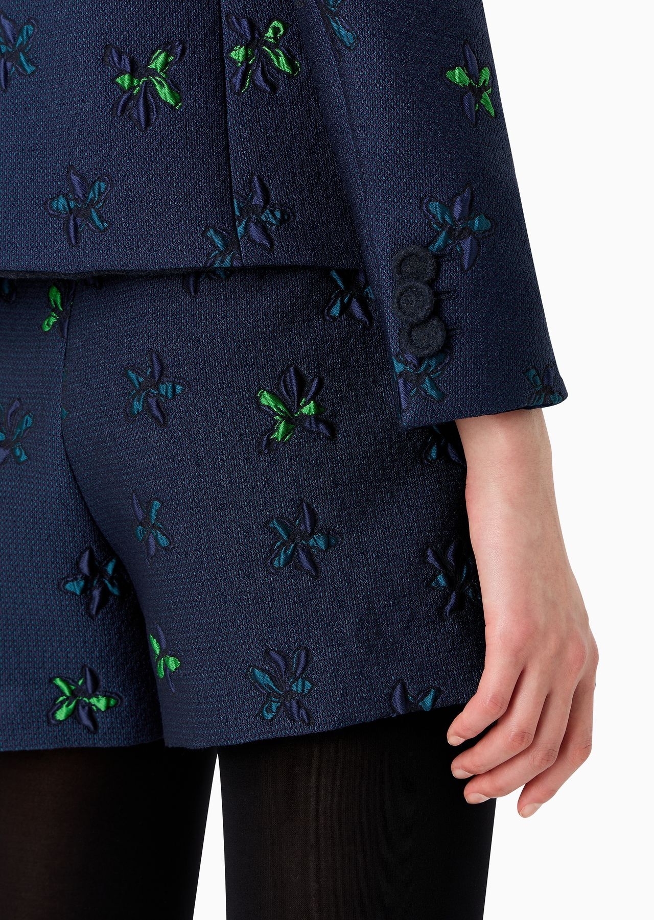 Double-breasted jacket in jacquard fabric with a floral pattern - 6