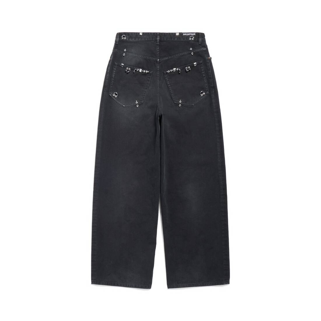 Denim Size Sticker Baggy Pants in Black