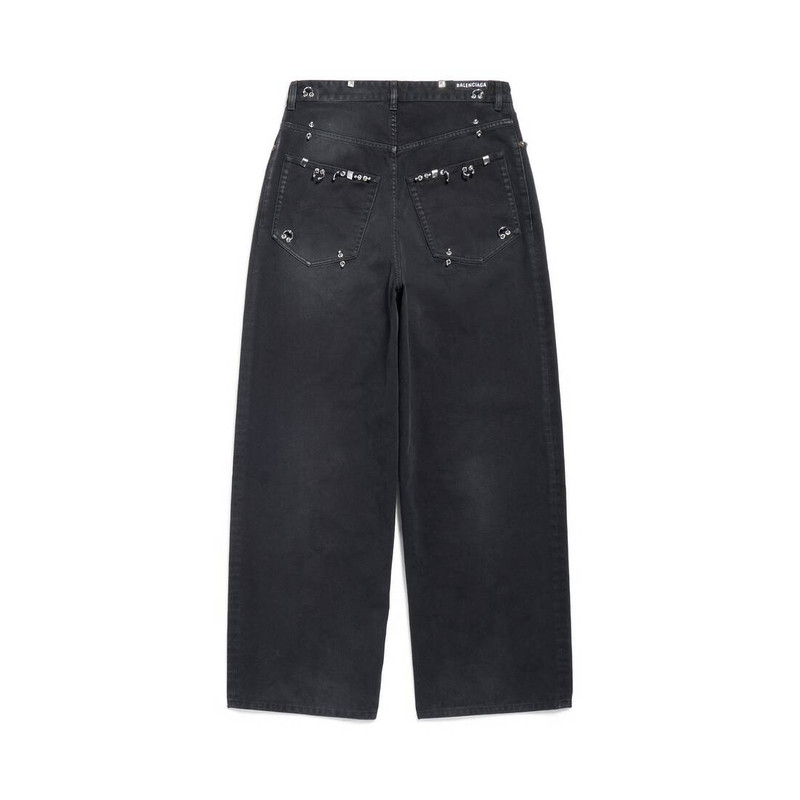 Pierced Baggy Pants in Black 6