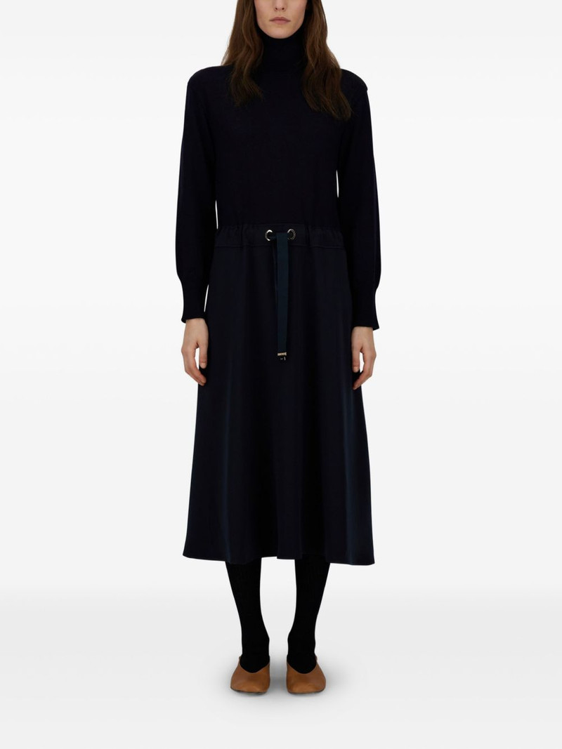 Herno turtleneck drawstring-waist midi dress outlook
