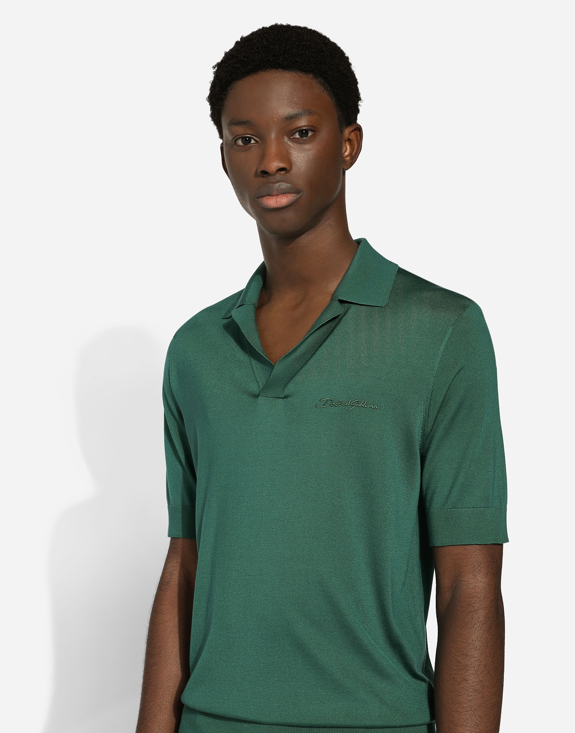 Silk polo-shirt with Dolce&Gabbana embroidery - 4