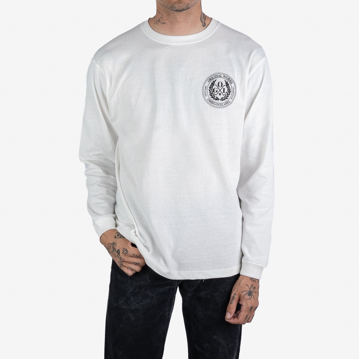 OGL-TEE-LOT20-LOGO-LS-CRM OGL 6.2oz Ringspun Long Sleeve T-shirt - Silkscreen Printed 'OGL Logo' - C - 3