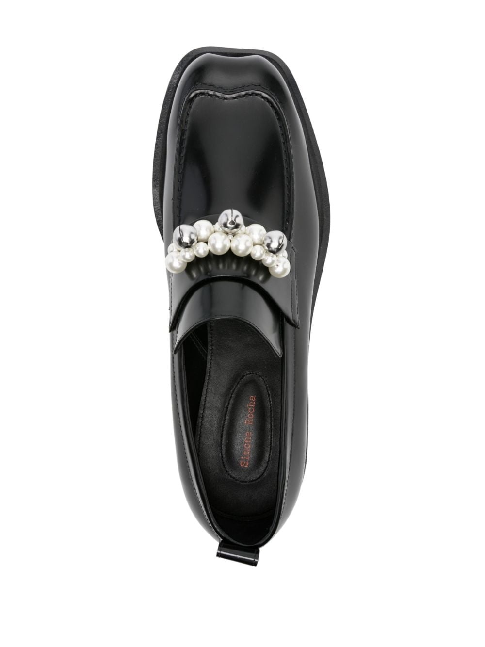 pearl-detail leather loafers - 4