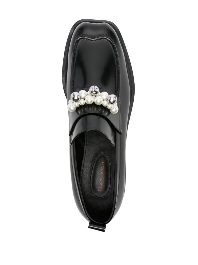 pearl-detail leather loafers 4