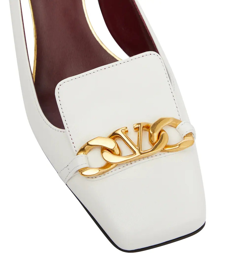 VLogo Chain leather slingback pumps 6