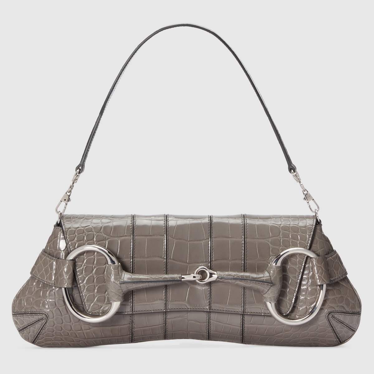 GUCCI Gucci Horsebit Chain medium crocodile shoulder bag