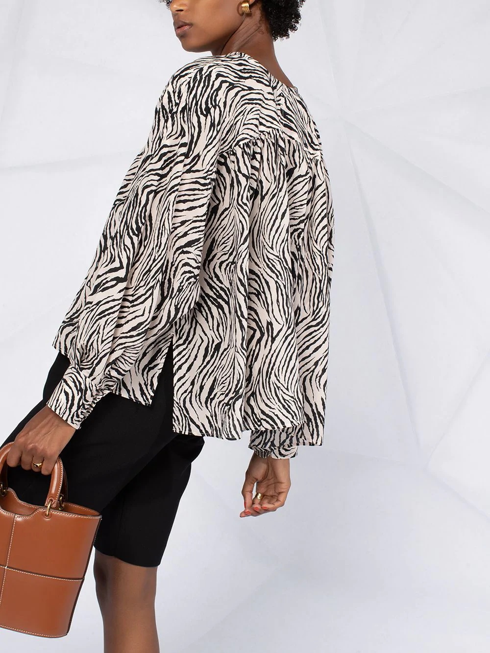 zebra print silk mix blouse - 3