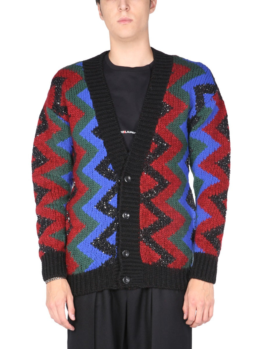 Saint Laurent Men Jacquard Cardigan - 1