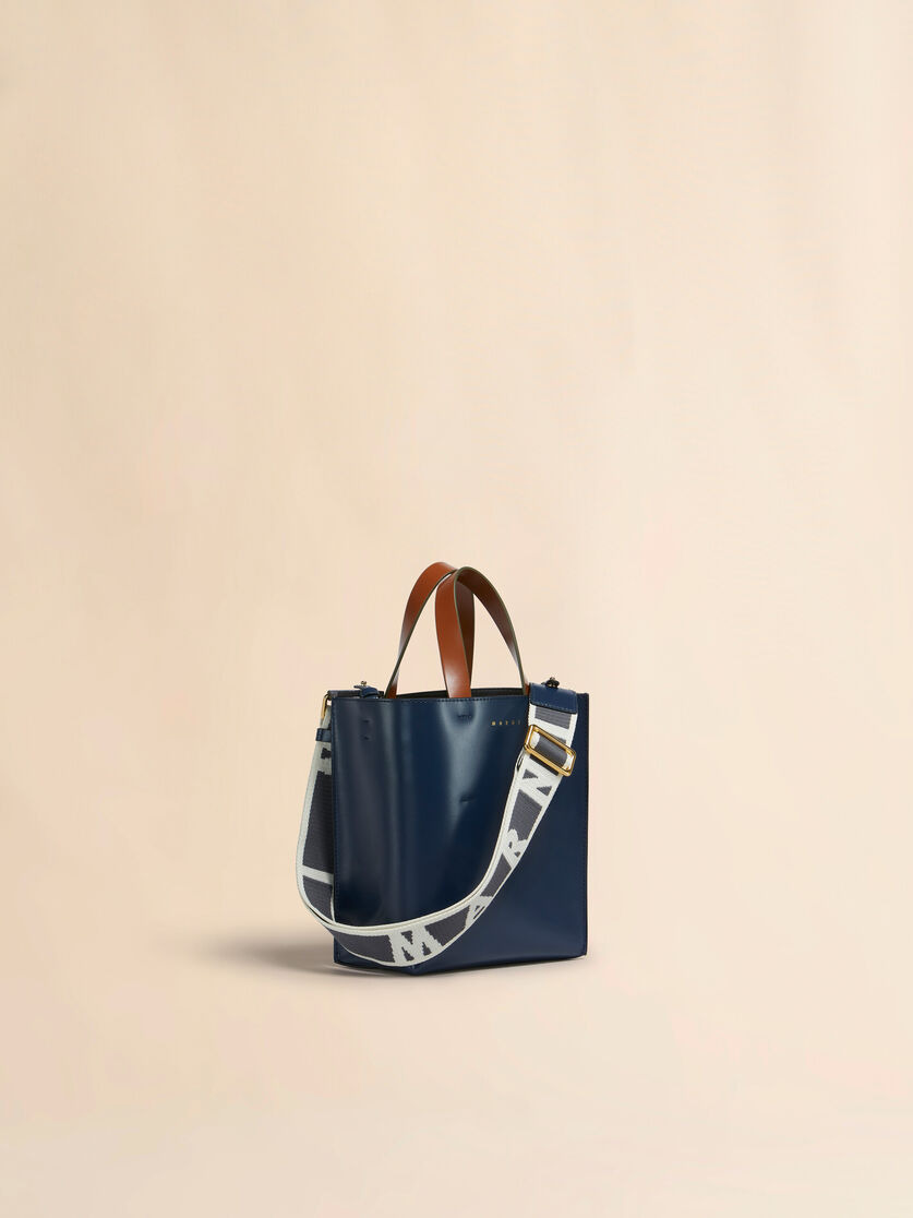 BLUE GRAY AND BROWN LEATHER MUSEO MINI BAG - 6
