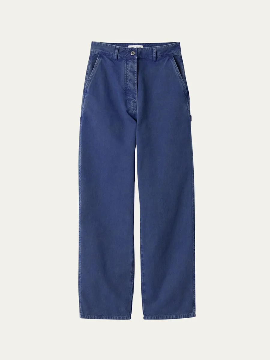 Mid-Rise Fitted Cotton Pants - 1