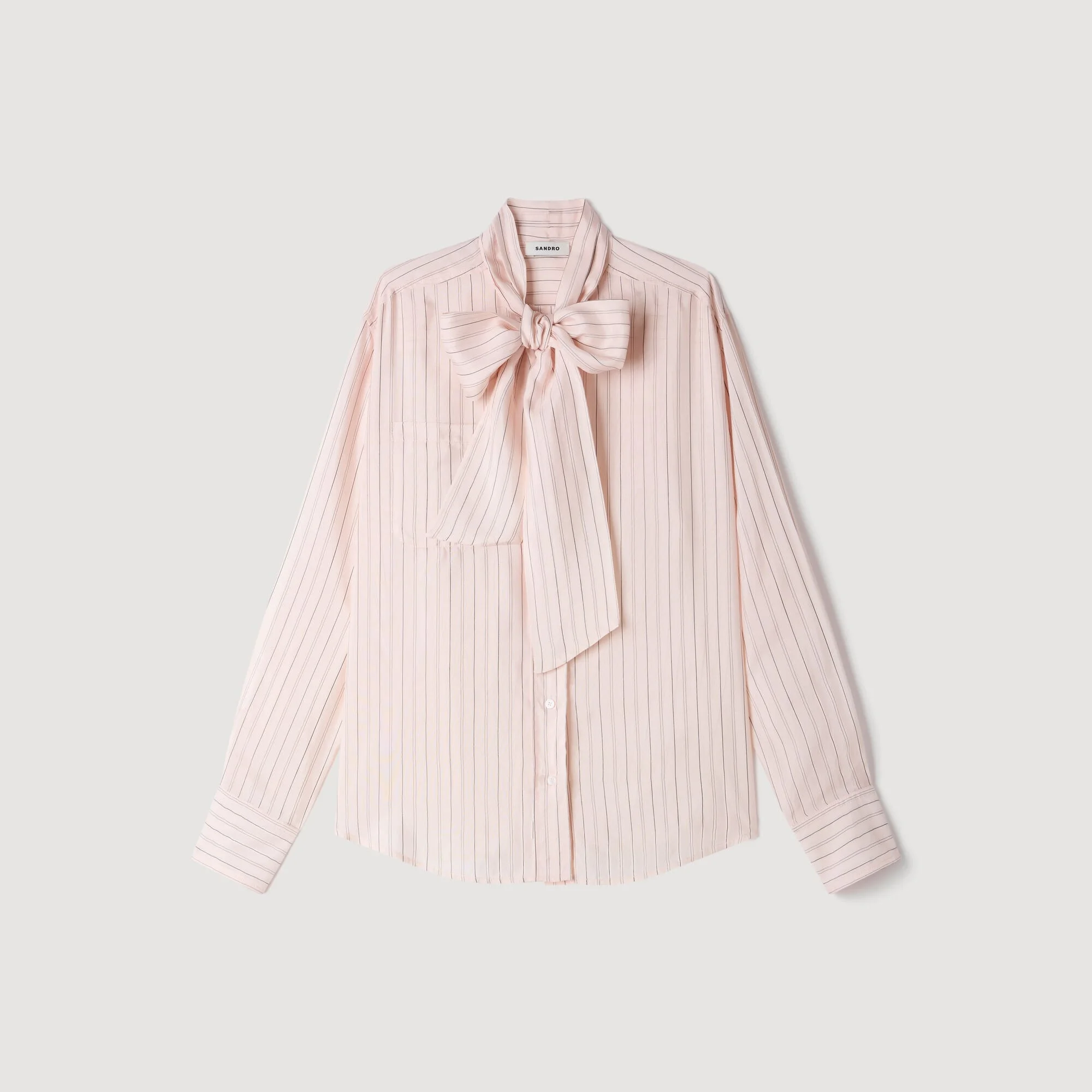 STRIPED TIE-NECK SHIRT - 1