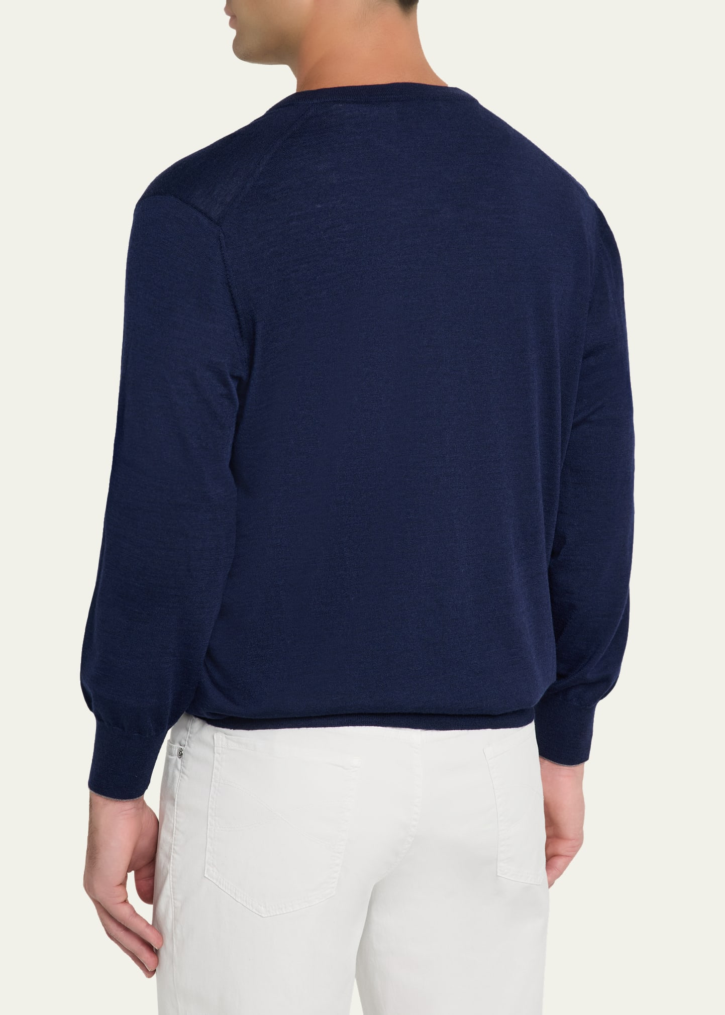 Men's Fine Gauge Wool and Cashmere V-Neck Sweater - 3