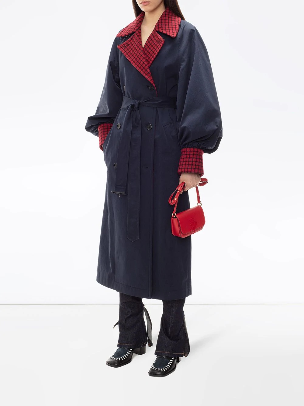 puff-sleeve trench coat - 3