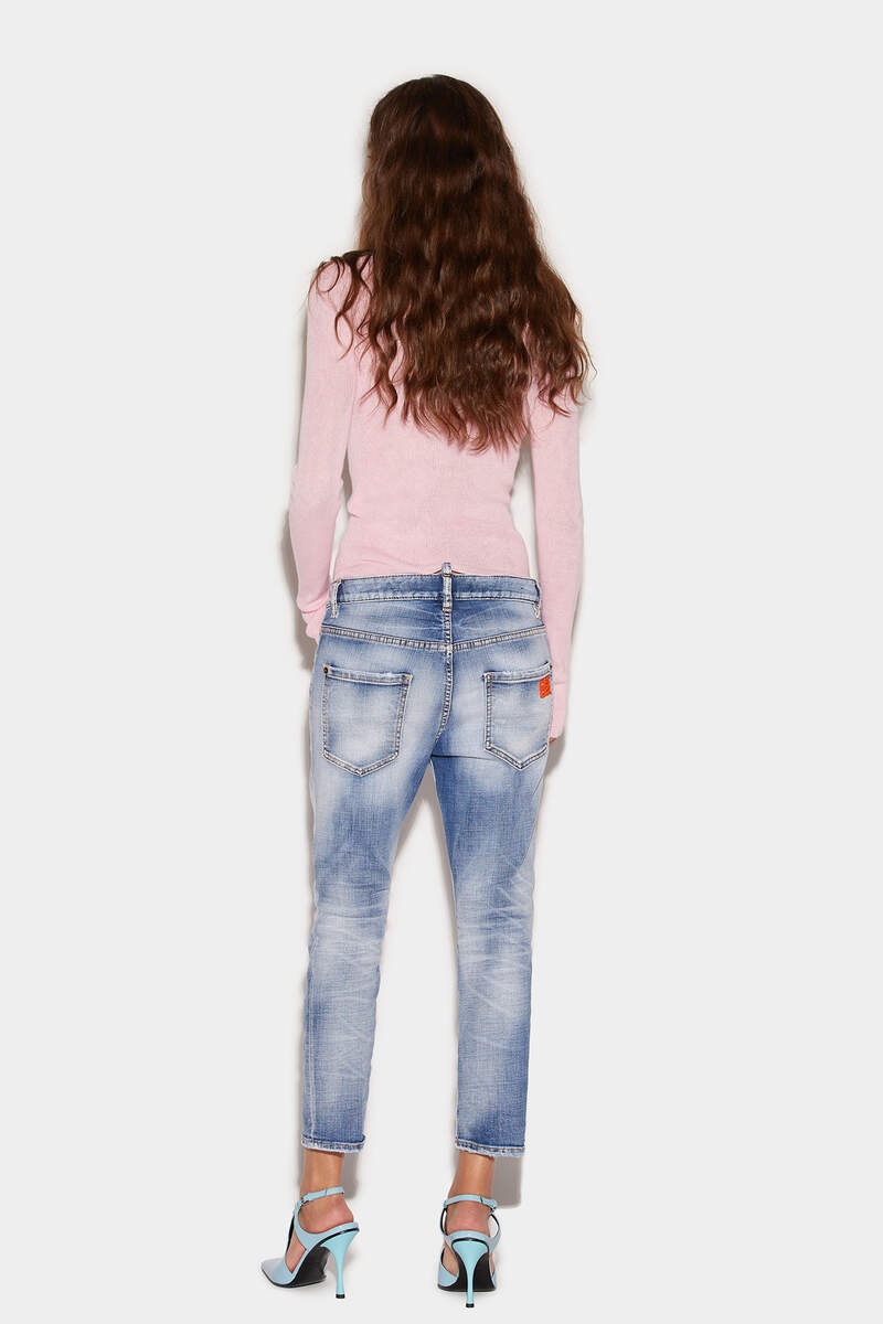 LIGHT CLEAN WASH COOL GIRL CROPPED JEANS - 2