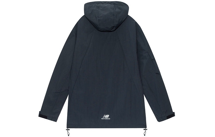 New Balance Men's New Balance Logo Printing Cargo Woven Hooded Jacket Black AMJ13392-BK - 2
