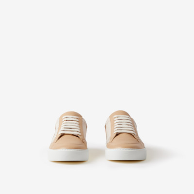 Burberry Check Cotton and Leather Sneakers outlook