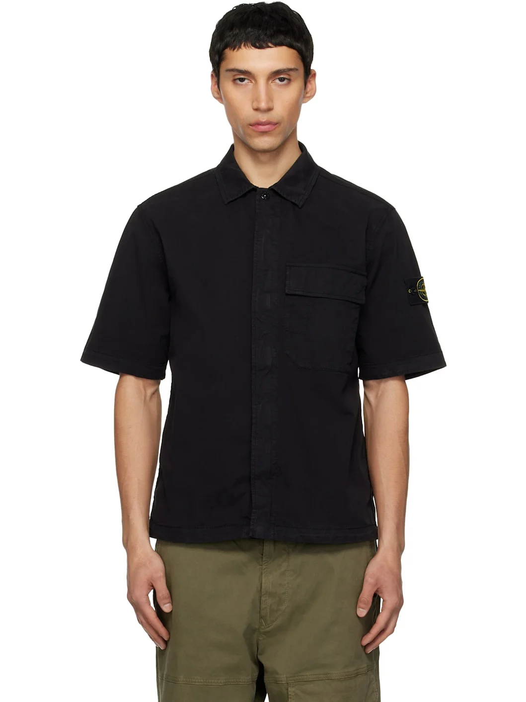 Black 1100025 Stretch Organic Cotton Twill Shirt - 1