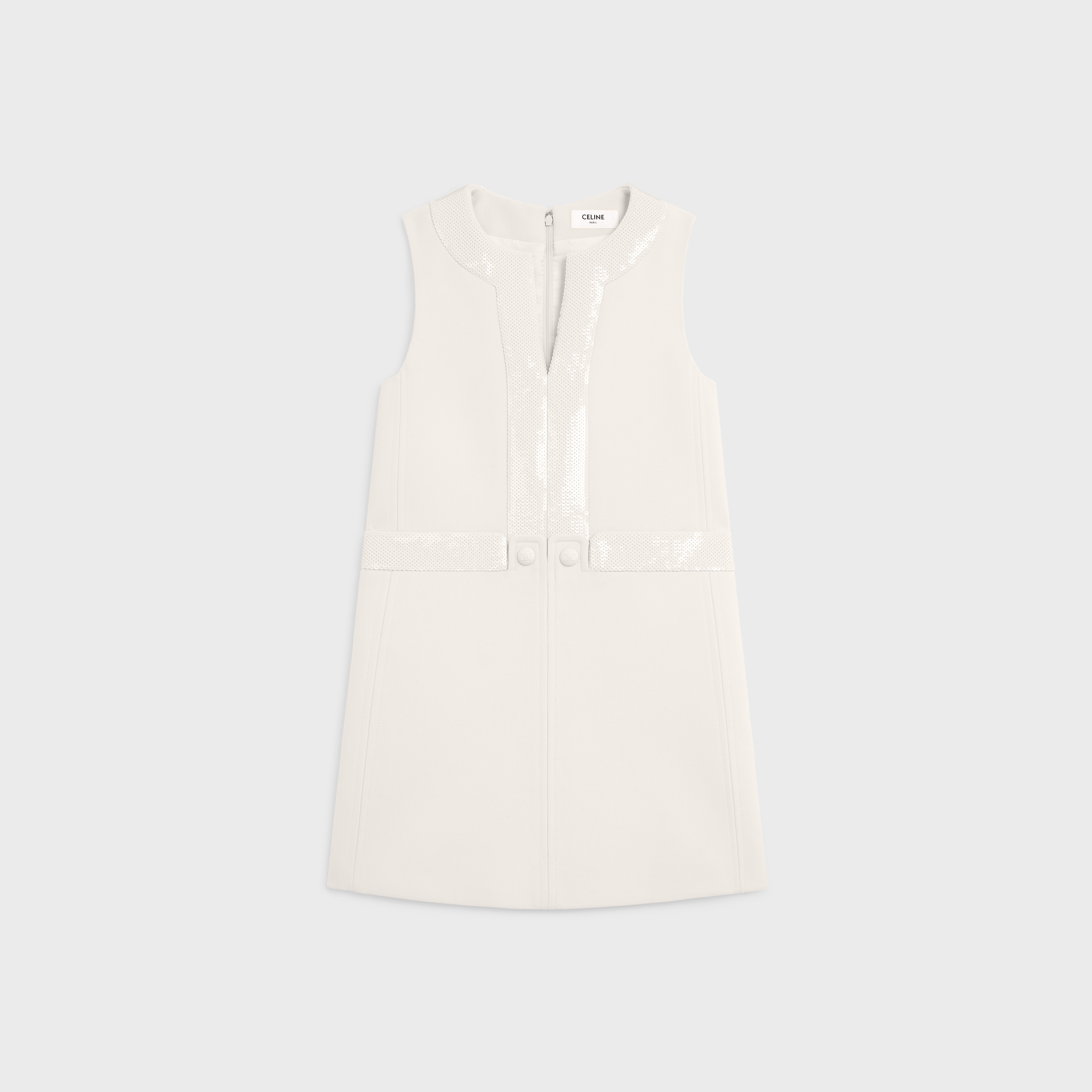 mini trapeze dress in double faced wool crepe - 1
