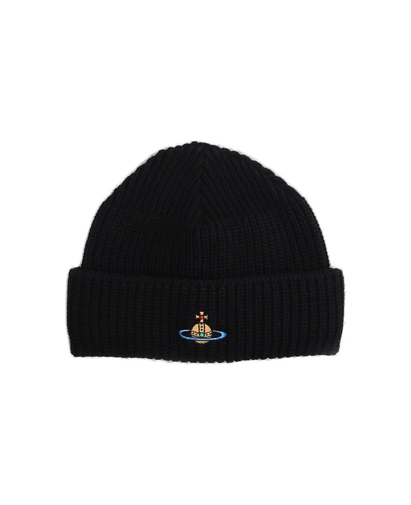 Orb Embroidered Knitted Beanie - 1
