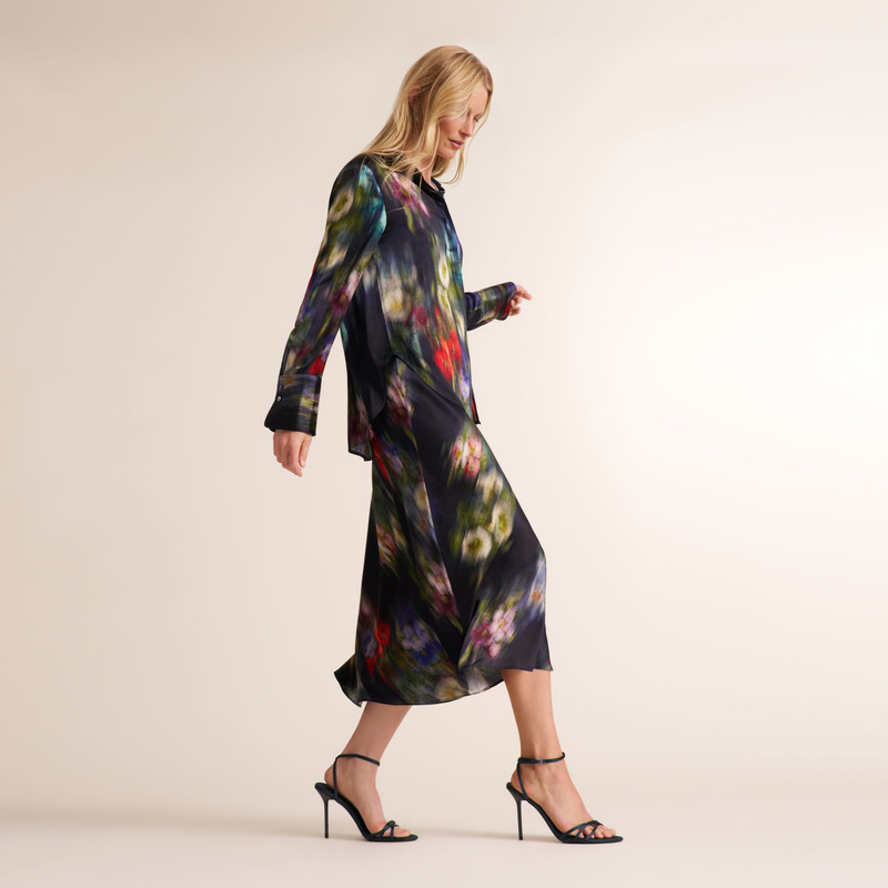 Tatum Button-Down Shirt - Printed Silk Charmeuse Blend 6