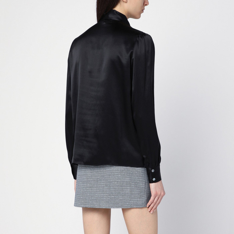 Black silk shirt with bow 3