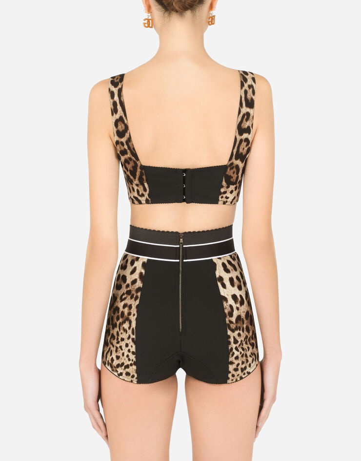 Short bustier top in charmeuse with leopard print - 2