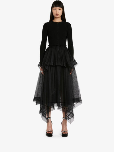 Alexander McQueen Women's Paris Net Midi Skirt in Black outlook