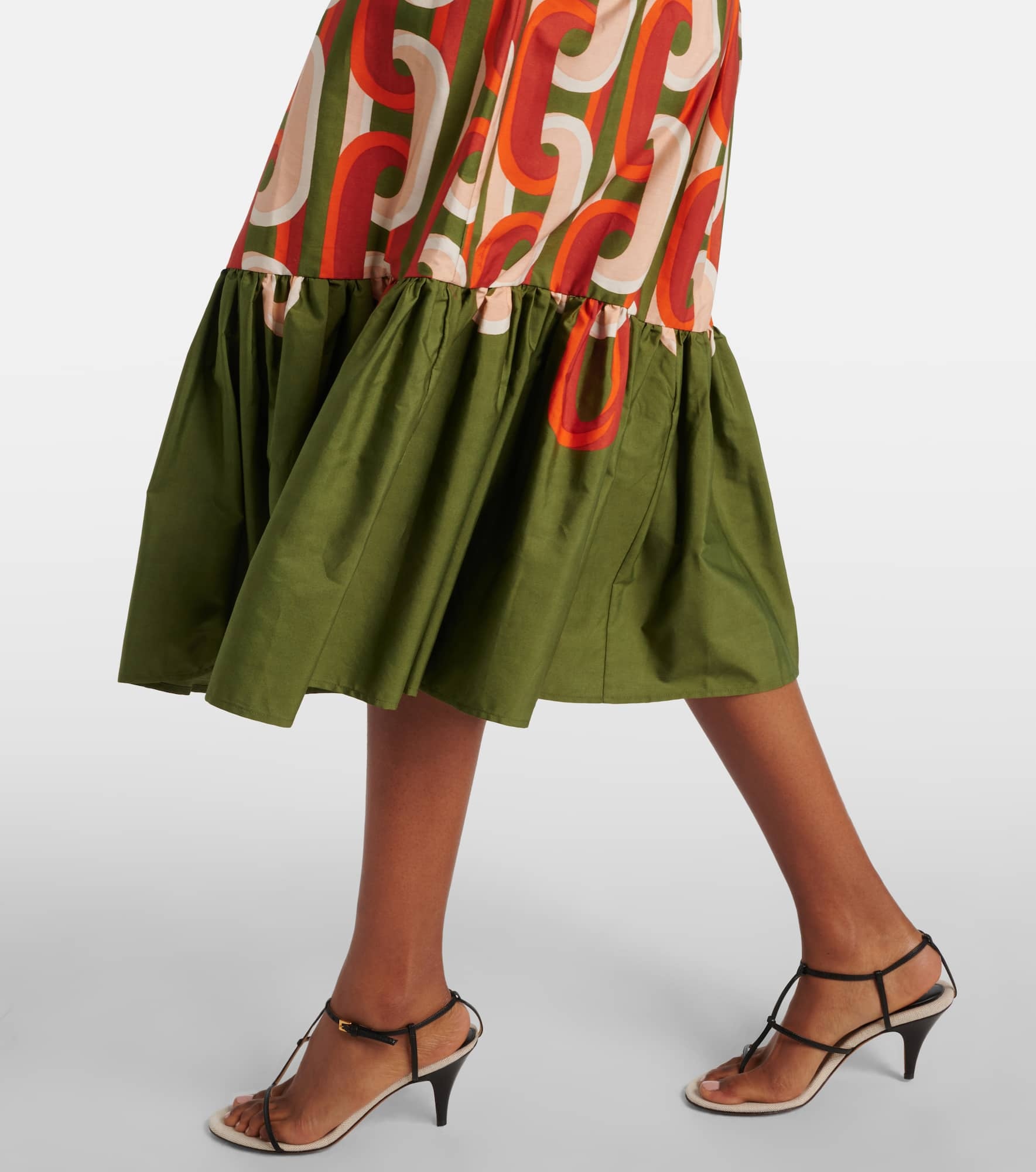 Choux printed cotton poplin midi dress - 5