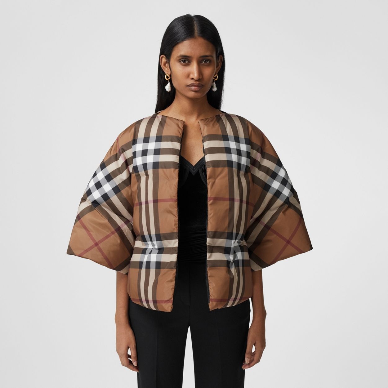 Check Print Nylon Cape - 5
