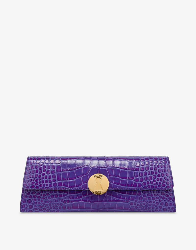 METAL CLOSURE CROCODILE-PRINT MAXI CLUTCH 1