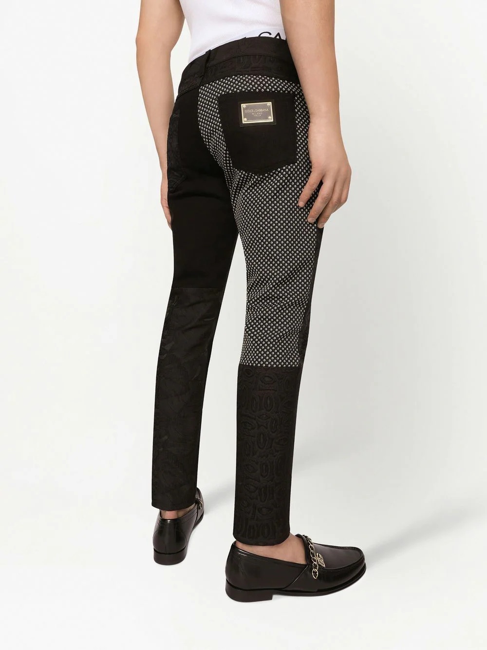 patchwork slim fit trousers - 5