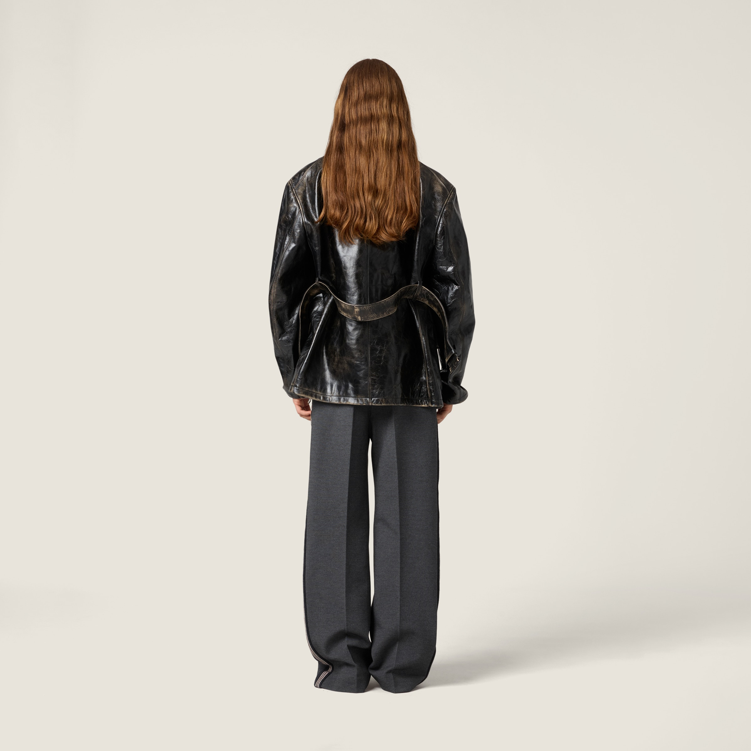 Double-breasted calf leather caban jacket - 3