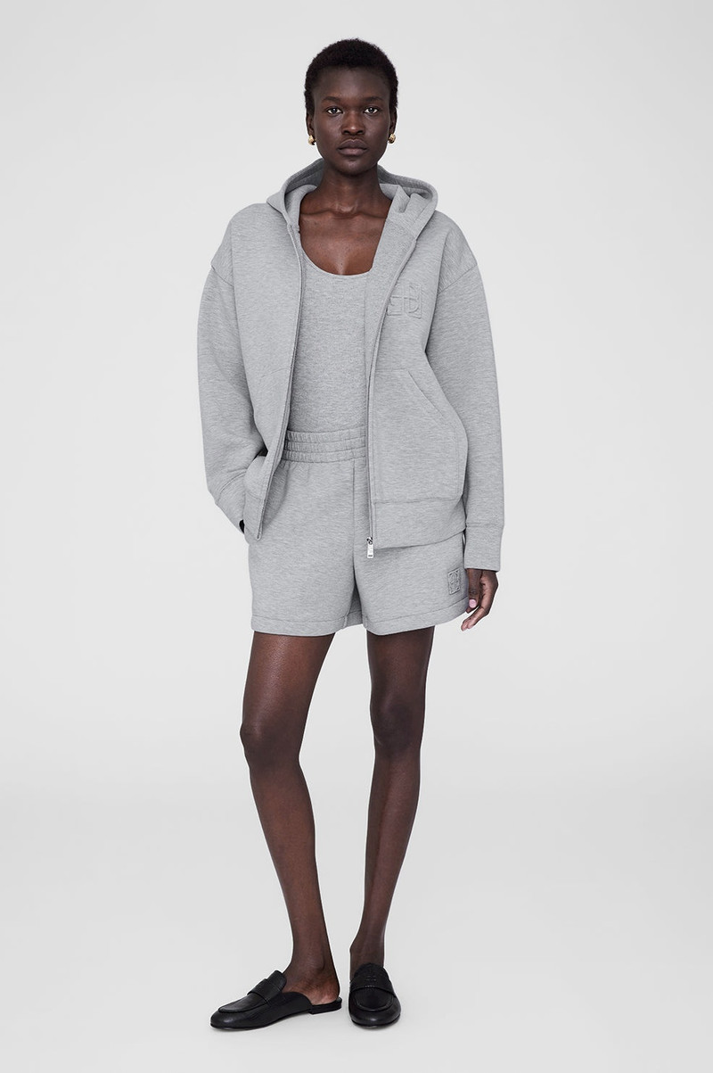 ANINE BING Bond Zip Up Hoodie Framed Monogram - Heather Grey outlook