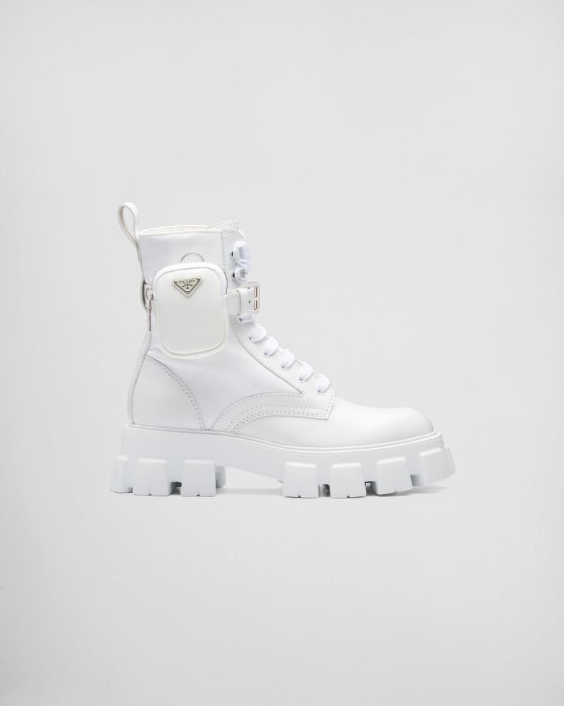 Prada Monolith brushed leather and Re-Nylon boots with pouch outlook