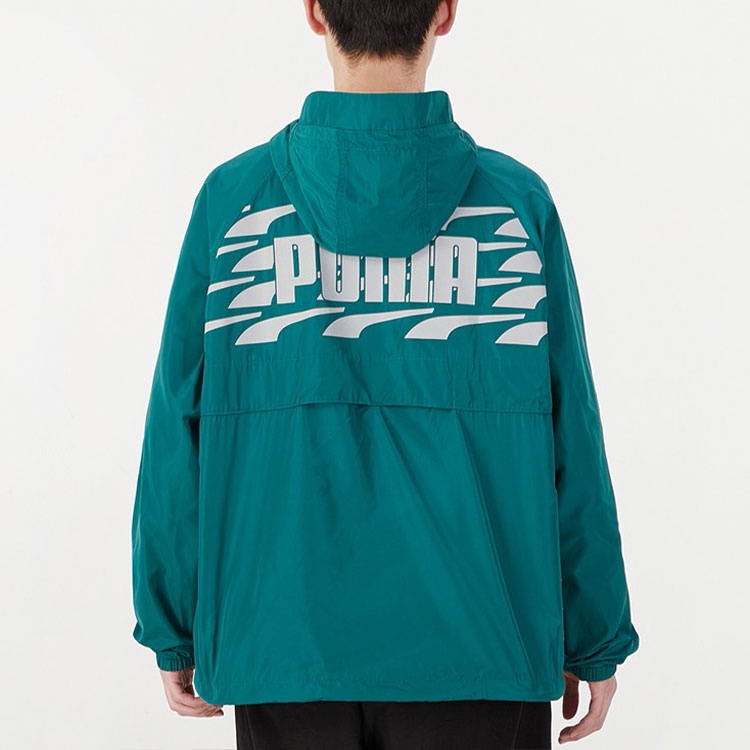 PUMA Unisex Logo Printing Hooded Jacket Green 537015-90 - 2