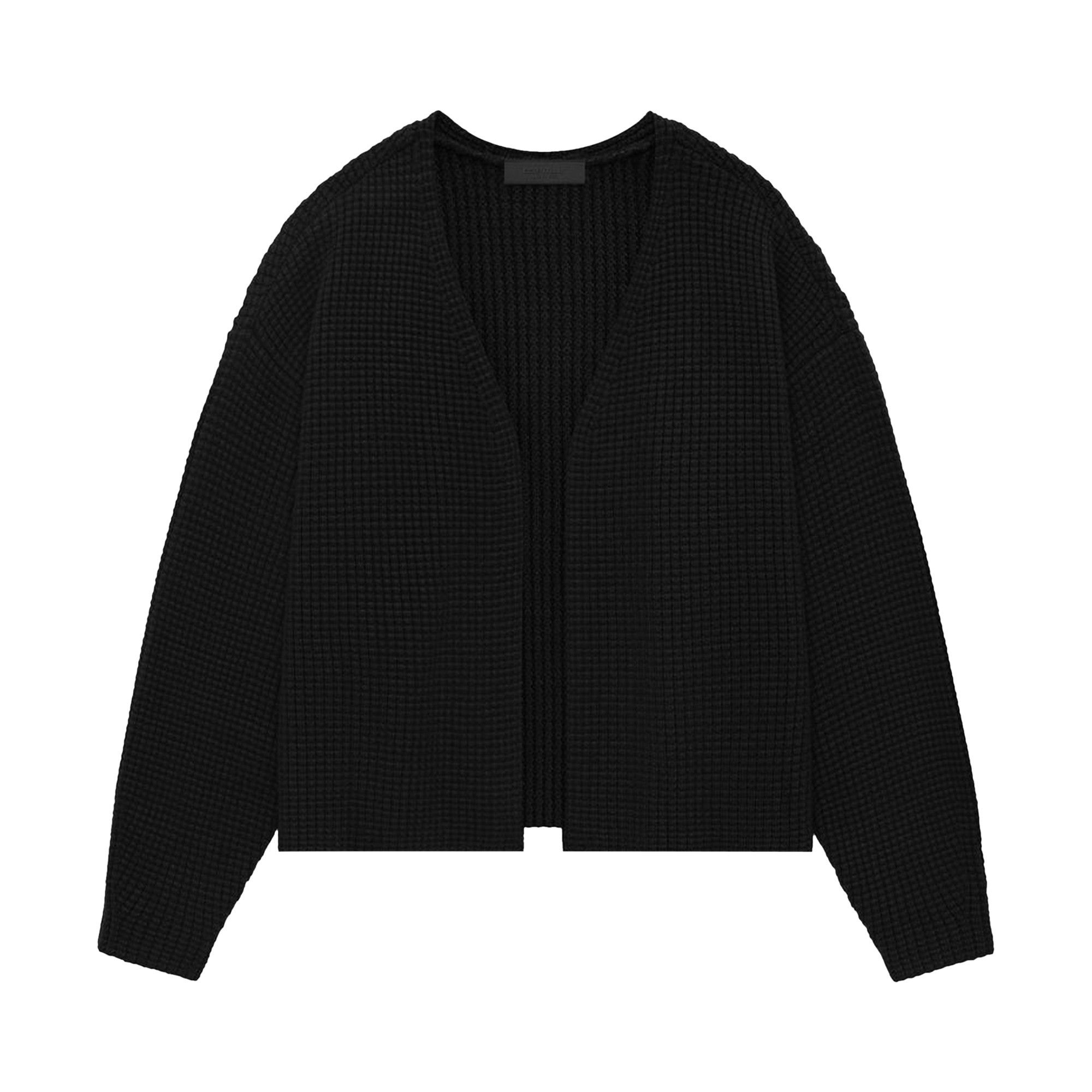 Fear of God Essentials Heavy Waffle Cardigan 'Black' - 1